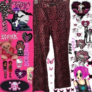 Vintage hot topic Serious LA pink leopard pants
